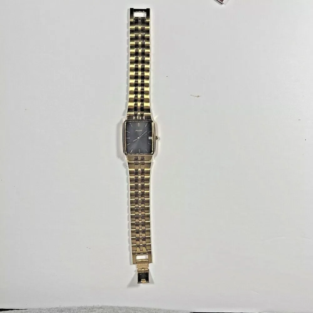 Men's Pulsar rectangular Watch Quartz. Mov't Japan VX32-X154 Gold Black date